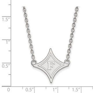 Sterling Silver Rhodium-plated LogoArt Furman University Large Pendant 18 inch Necklace
