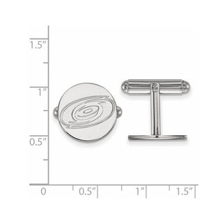 Sterling Silver Rhodium-plated NHL LogoArt Carolina Hurricanes Cuff Links