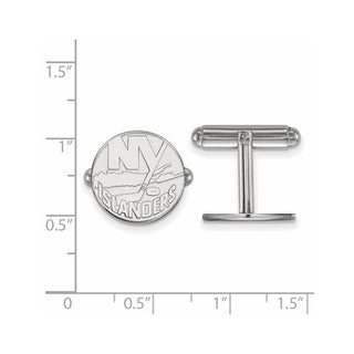 Sterling Silver Rhodium-plated NHL LogoArt New York Islanders Cuff Links
