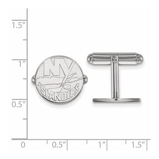 Sterling Silver Rhodium-plated NHL LogoArt New York Islanders Cuff Links