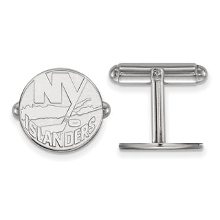 Sterling Silver Rhodium-plated NHL LogoArt New York Islanders Cuff Links