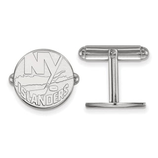 Sterling Silver Rhodium-plated NHL LogoArt New York Islanders Cuff Links
