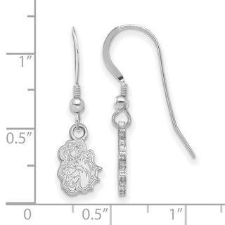 Sterling Silver Rhodium-plated LogoArt James Madison University Duke Dog Extra Small Dangle Wire Earrings