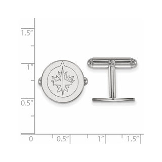 Sterling Silver Rhodium-plated NHL LogoArt Winnipeg Jets Cuff Links