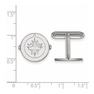 Sterling Silver Rhodium-plated NHL LogoArt Winnipeg Jets Cuff Links