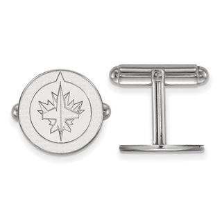 Sterling Silver Rhodium-plated NHL LogoArt Winnipeg Jets Cuff Links