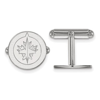 Sterling Silver Rhodium-plated NHL LogoArt Winnipeg Jets Cuff Links