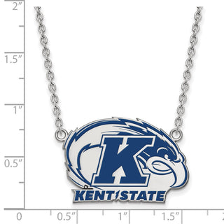 Sterling Silver Rhodium-plated LogoArt Kent State University Large Enameled Pendant 18 inch Necklace