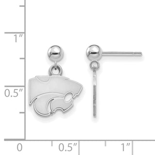 14k White Gold LogoArt Kansas State University Wildcat Dangle Ball Post Earrings