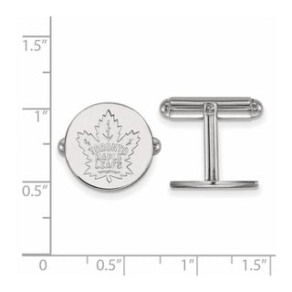 Sterling Silver Rhodium-plated NHL LogoArt Toronto Maple Leafs Cuff Links