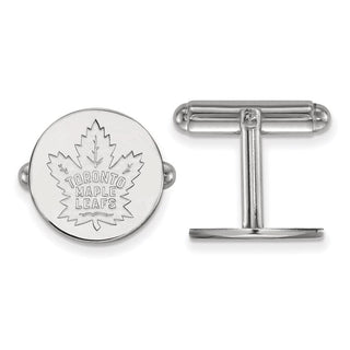 Sterling Silver Rhodium-plated NHL LogoArt Toronto Maple Leafs Cuff Links