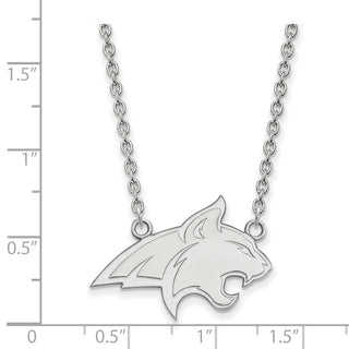 14k White Gold LogoArt Montana State University Bobcat Large Pendant 18 inch Necklace
