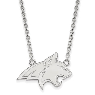 10k White Gold LogoArt Montana State University Bobcat Large Pendant 18 inch Necklace