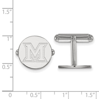 Sterling Silver Rhodium-plated LogoArt Miami University Ohio Letter M Cuff Links