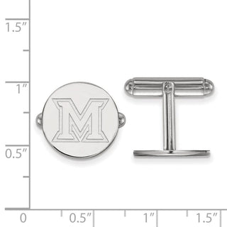 Sterling Silver Rhodium-plated LogoArt Miami University Ohio Letter M Cuff Links