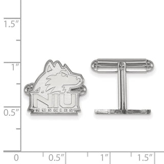 Sterling Silver Rhodium-plated LogoArt Northern Illinois University N-I-U Huskies Cuff Links