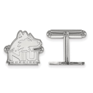 Sterling Silver Rhodium-plated LogoArt Northern Illinois University N-I-U Huskies Cuff Links