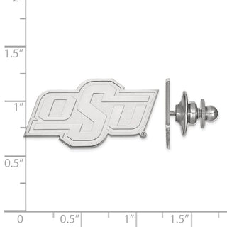 Sterling Silver Rhodium-plated LogoArt Oklahoma State University O-S-U Lapel Pin