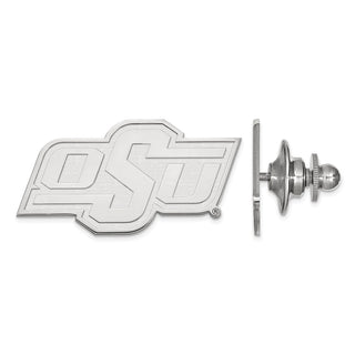 Sterling Silver Rhodium-plated LogoArt Oklahoma State University O-S-U Lapel Pin