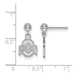 Sterling Silver Rhodium-plated LogoArt The Ohio State University Dangle Ball Post Earrings