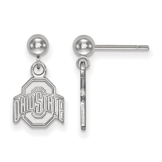 14k White Gold LogoArt The Ohio State University Dangle Ball Post Earrings