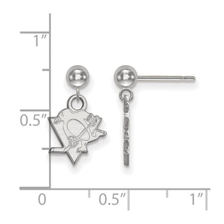 14k White Gold NHL LogoArt Pittsburgh Penguins Dangle Post Earrings