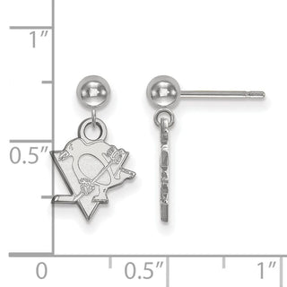 14k White Gold NHL LogoArt Pittsburgh Penguins Dangle Post Earrings
