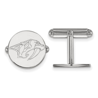 Sterling Silver Rhodium-plated NHL LogoArt Nashville Predators Cuff Links
