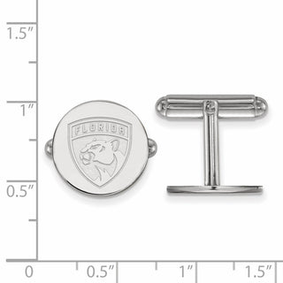 Sterling Silver Rhodium-plated NHL LogoArt Florida Panthers Cuff Links