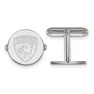 Sterling Silver Rhodium-plated NHL LogoArt Florida Panthers Cuff Links