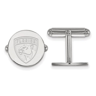 Sterling Silver Rhodium-plated NHL LogoArt Florida Panthers Cuff Links
