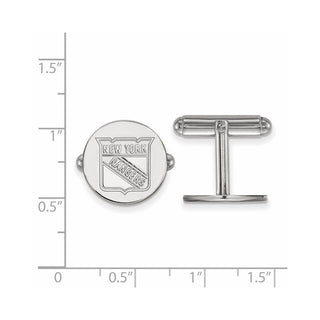 Sterling Silver Rhodium-plated NHL LogoArt New York Rangers Cuff Links