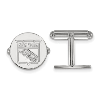 Sterling Silver Rhodium-plated NHL LogoArt New York Rangers Cuff Links