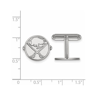 Sterling Silver Rhodium-plated NHL LogoArt Buffalo Sabres Cuff Links
