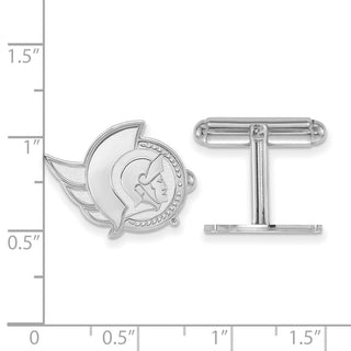 Sterling Silver Rhodium-plated NHL LogoArt Ottawa Senators Cuff Links