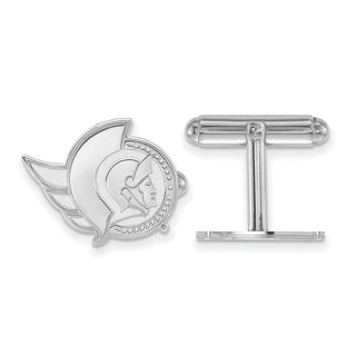 Sterling Silver Rhodium-plated NHL LogoArt Ottawa Senators Cuff Links