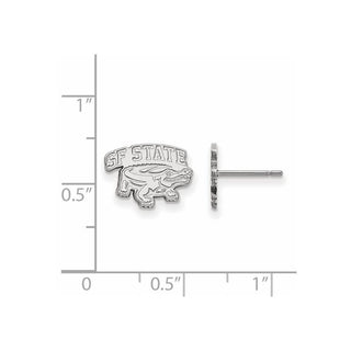 Sterling Silver Rhodium-plated LogoArt San Francisco State University Extra Small Post Earrings