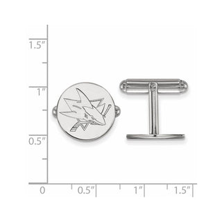 Sterling Silver Rhodium-plated NHL LogoArt San Jose Sharks Cuff Links