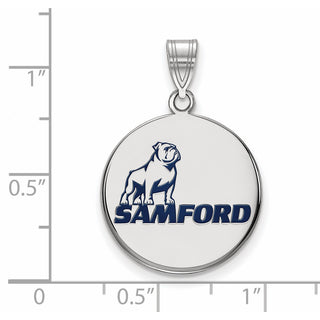 Sterling Silver Rhodium-plated LogoArt Samford University Large Enameled Disc Pendant