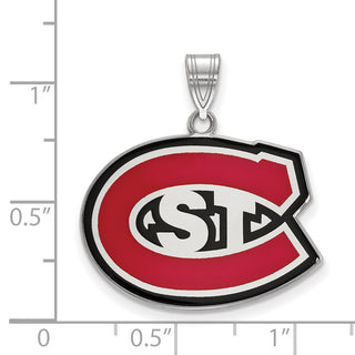 Sterling Silver Rhodium-plated LogoArt St. Cloud State University Large Enameled Pendant