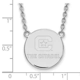 Sterling Silver Rhodium-plated LogoArt The Citadel Large Pendant w/Necklace