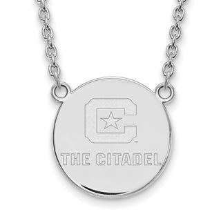 Sterling Silver Rhodium-plated LogoArt The Citadel Large Pendant w/Necklace