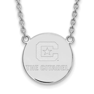 Sterling Silver Rhodium-plated LogoArt The Citadel Large Pendant w/Necklace