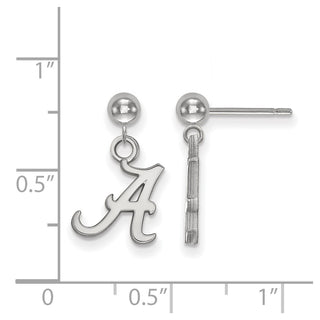 14k White Gold LogoArt University of Alabama Letter A Dangle Ball Post Earrings