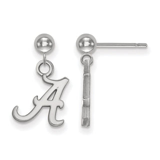 14k White Gold LogoArt University of Alabama Letter A Dangle Ball Post Earrings