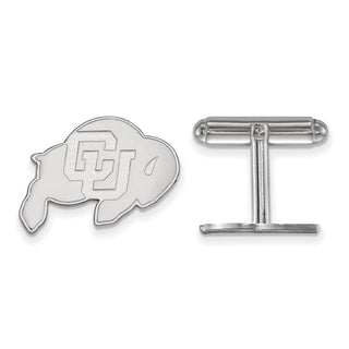 Sterling Silver Rhodium-plated LogoArt University of Colorado Buffalo Cuff Links