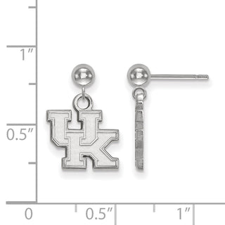 Sterling Silver Rhodium-plated LogoArt University of Kentucky U-K Dangle Ball Post Earrings