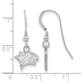 Sterling Silver Rhodium-plated LogoArt University of New Hampshire Wildcat Extra Small Dangle Wire Earrings