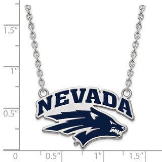 Sterling Silver Rhodium-plated LogoArt University of Nevada-Reno Large Enameled Pendant 18 inch Necklace