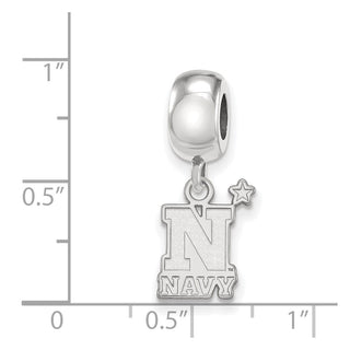 Sterling Silver Rhodium-plated LogoArt US Naval Academy Small Dangle Bead Charm